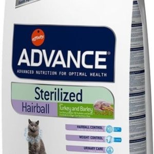 ADVANCE Hrană uscată HAIRBALL pisici STERILIZATE, cu Curcan şi Ovăz 1,5kg