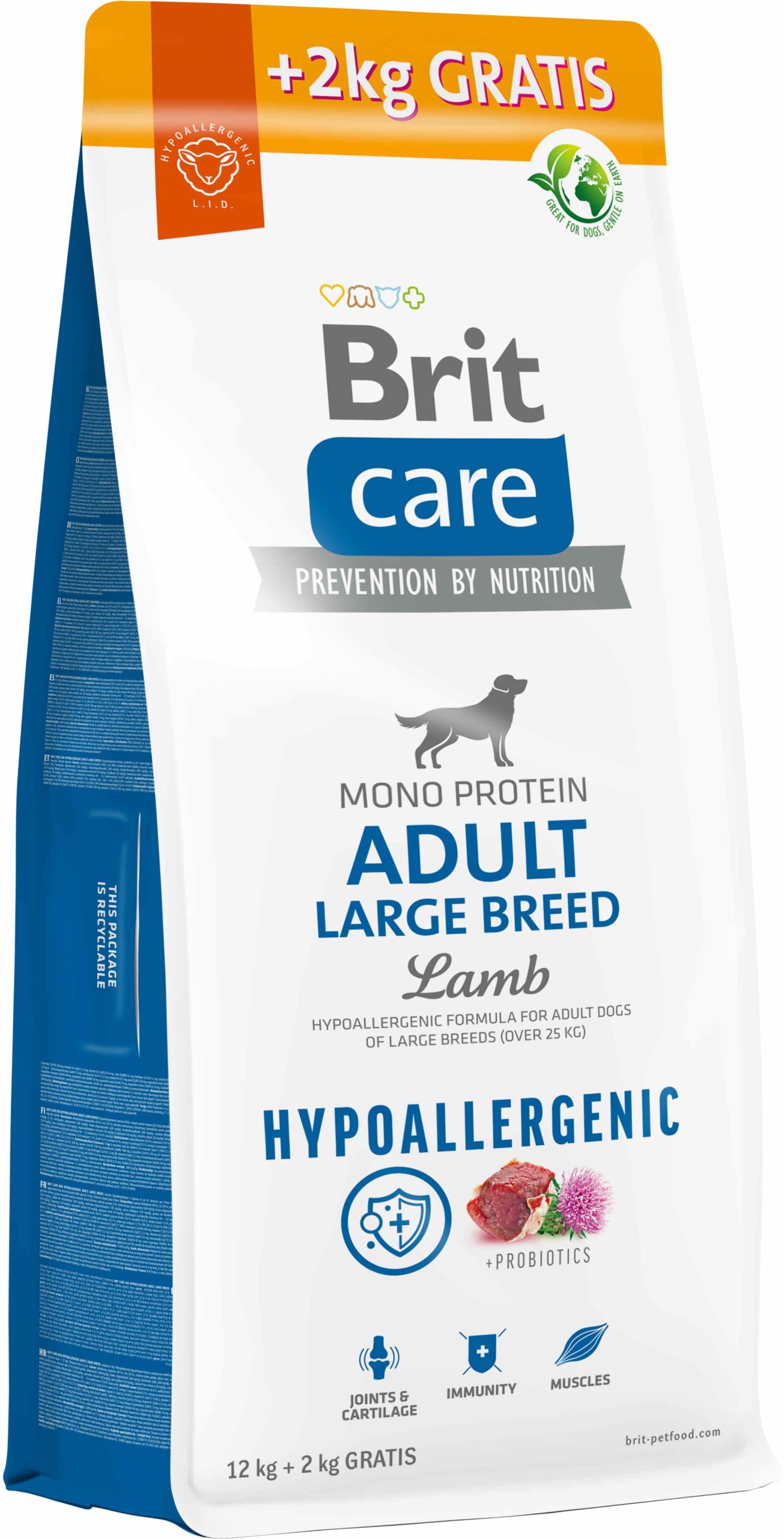 BRIT CARE Hypoallergenic Adult Large Breed, cu Miel şi Orez