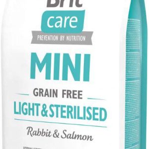 BRIT CARE Mini Grain Free Light& Sterilised Iepure şi Somon