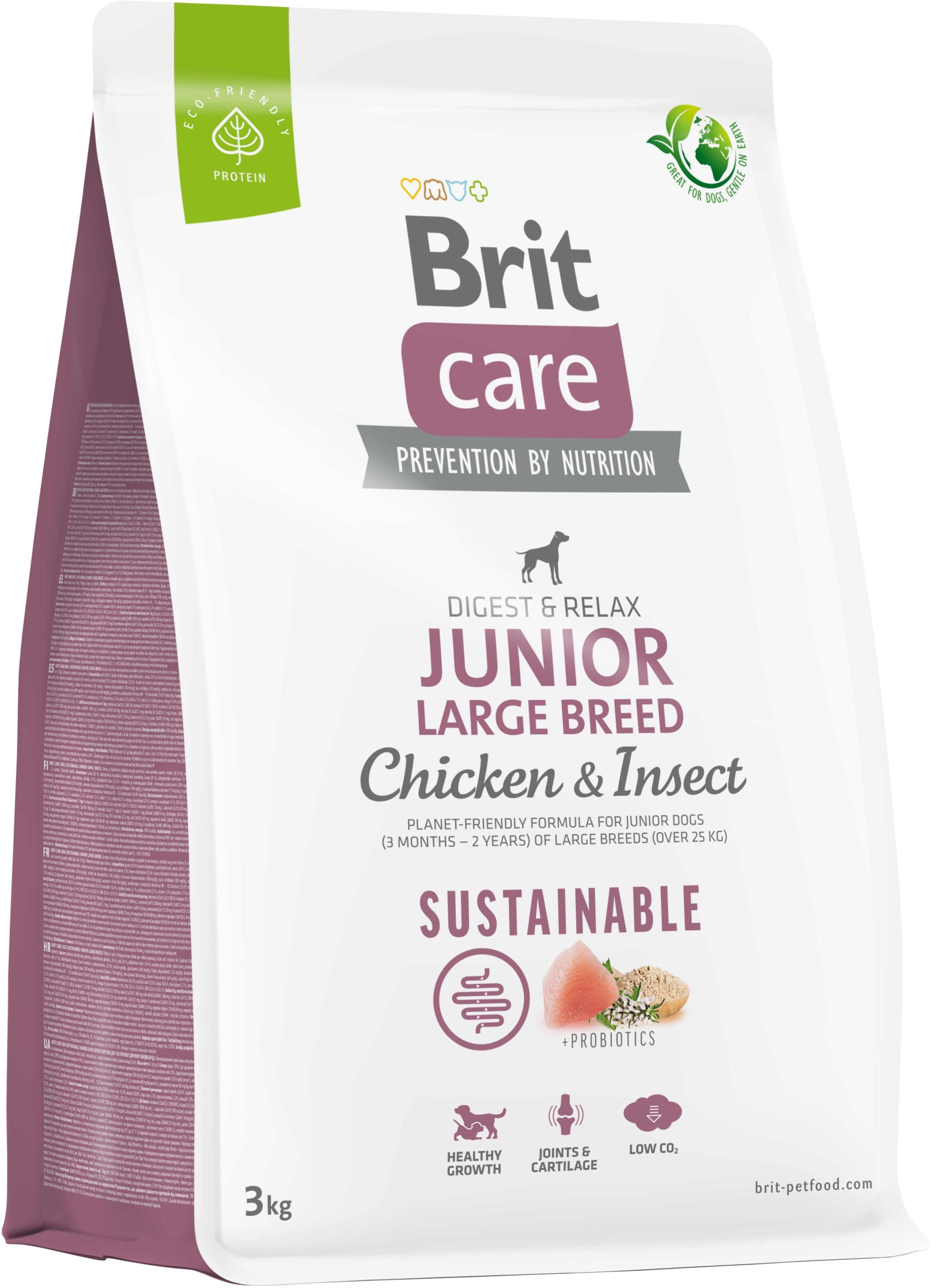 BRIT CARE Sustainable JUNIOR Large Breed, cu Pui şi Insecte