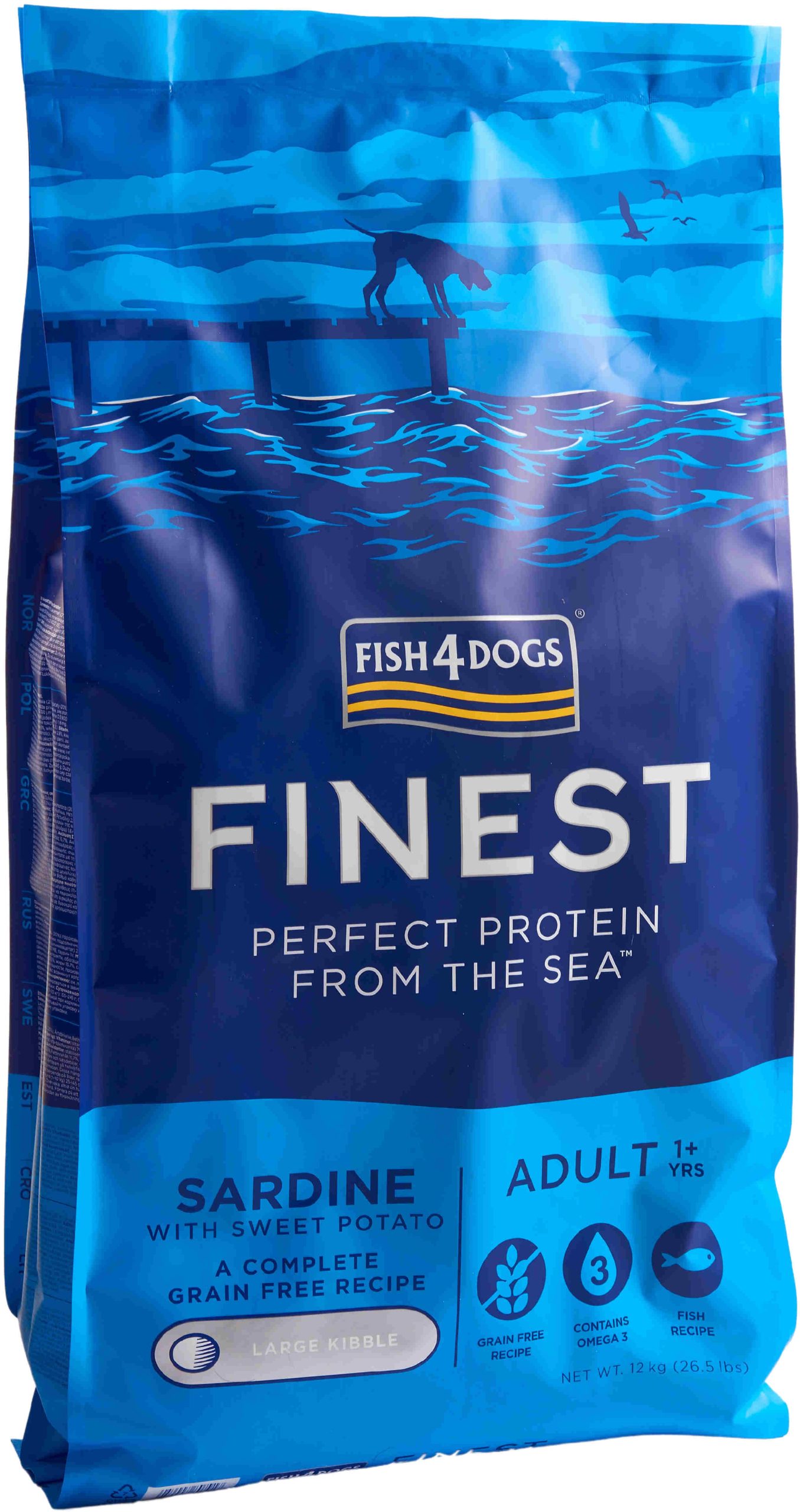 FISH4DOGS Finest Adult Sardine şi Cartofi dulci, Large Kibble
