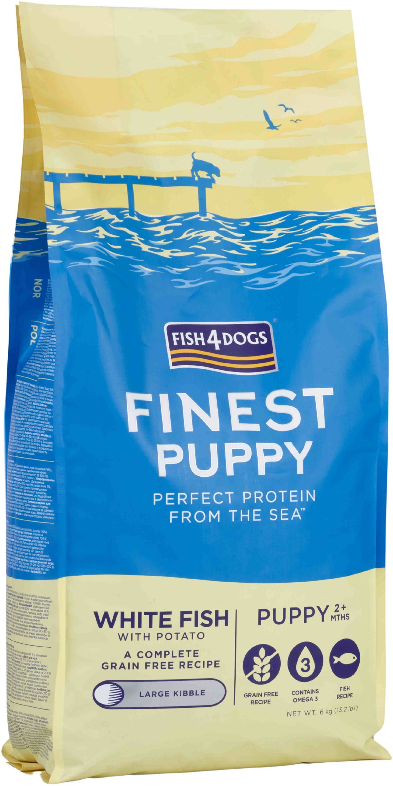 FISH4DOGS Finest PUPPY Peşte alb şi Cartofi, Large Kibble