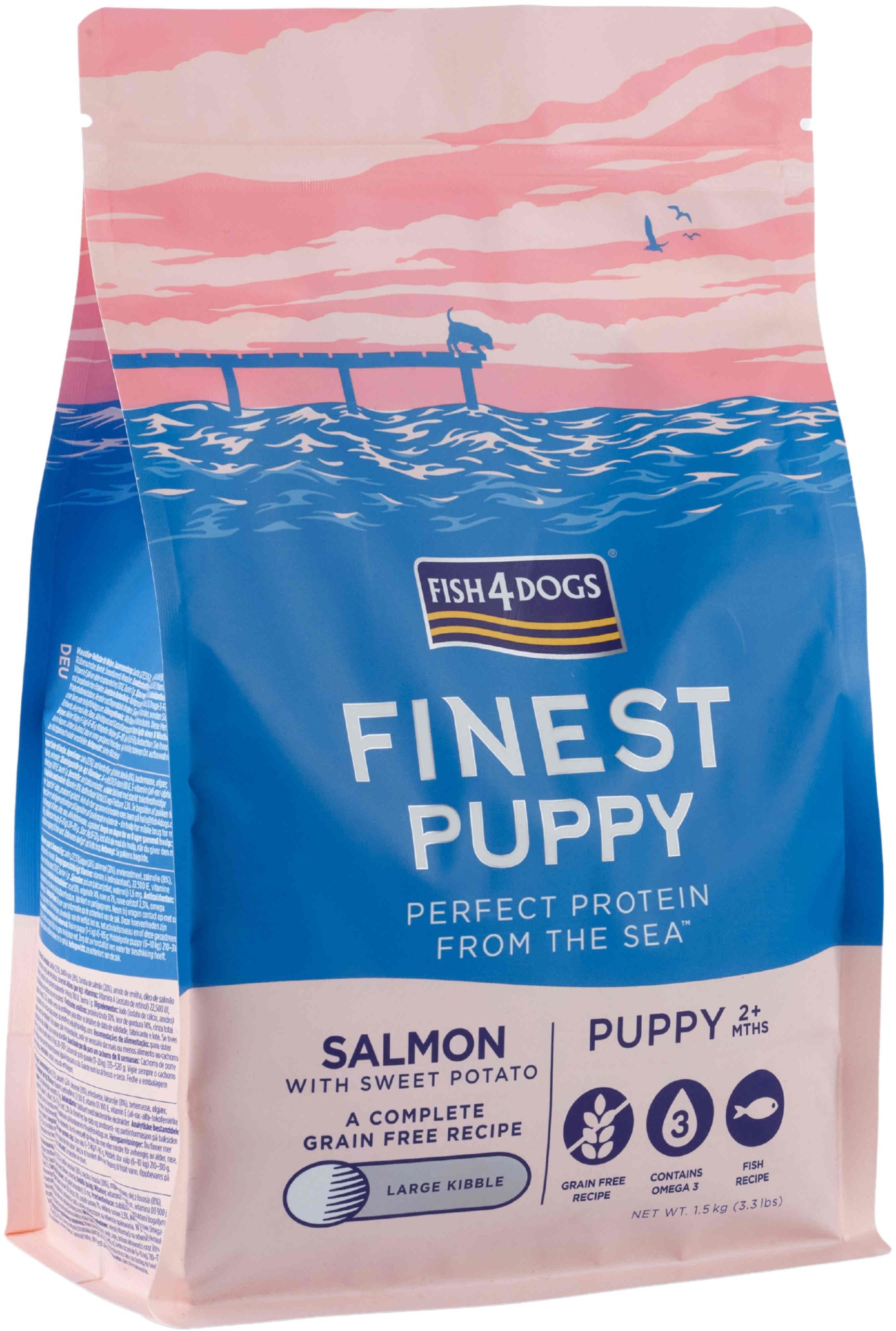 FISH4DOGS Finest PUPPY Somon şi Cartofi dulci, Large Kibble