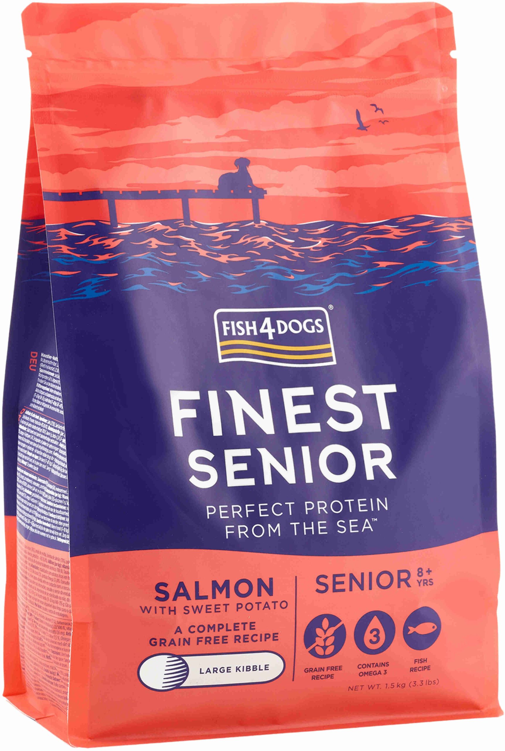 FISH4DOGS Finest SENIOR Somon şi Cartofi dulci, Large Kibble