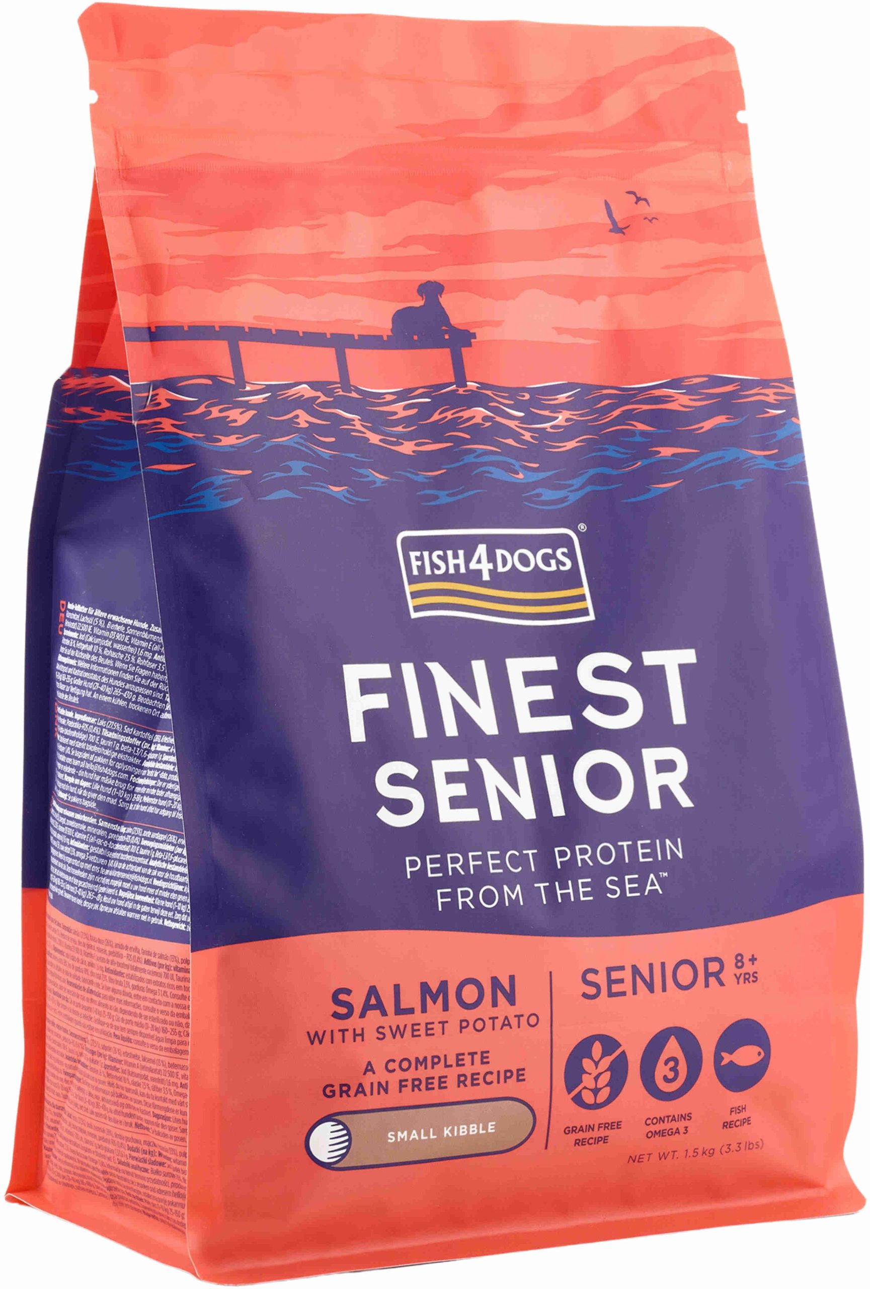 FISH4DOGS Finest SENIOR Somon şi Cartofi dulci, Small Kibble