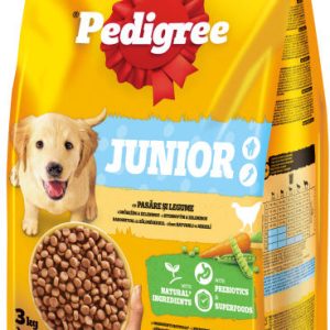 PEDIGREE Hrană uscată pentru căţei JUNIOR Talie Medie/Mare, cu Pasăre/Legume 3kg
