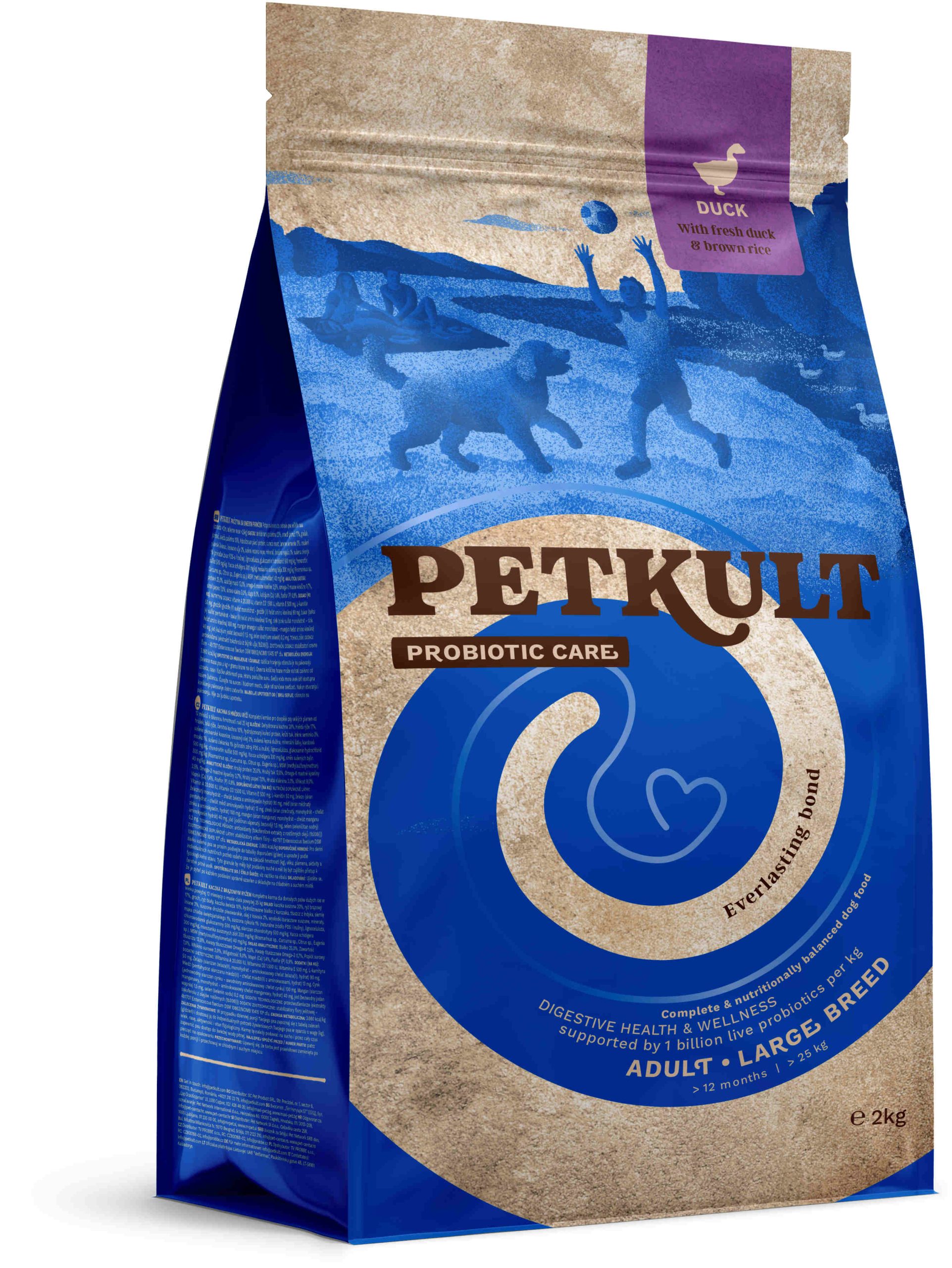 PETKULT Probiotics Adult large, talie mare, Raţă şi orez