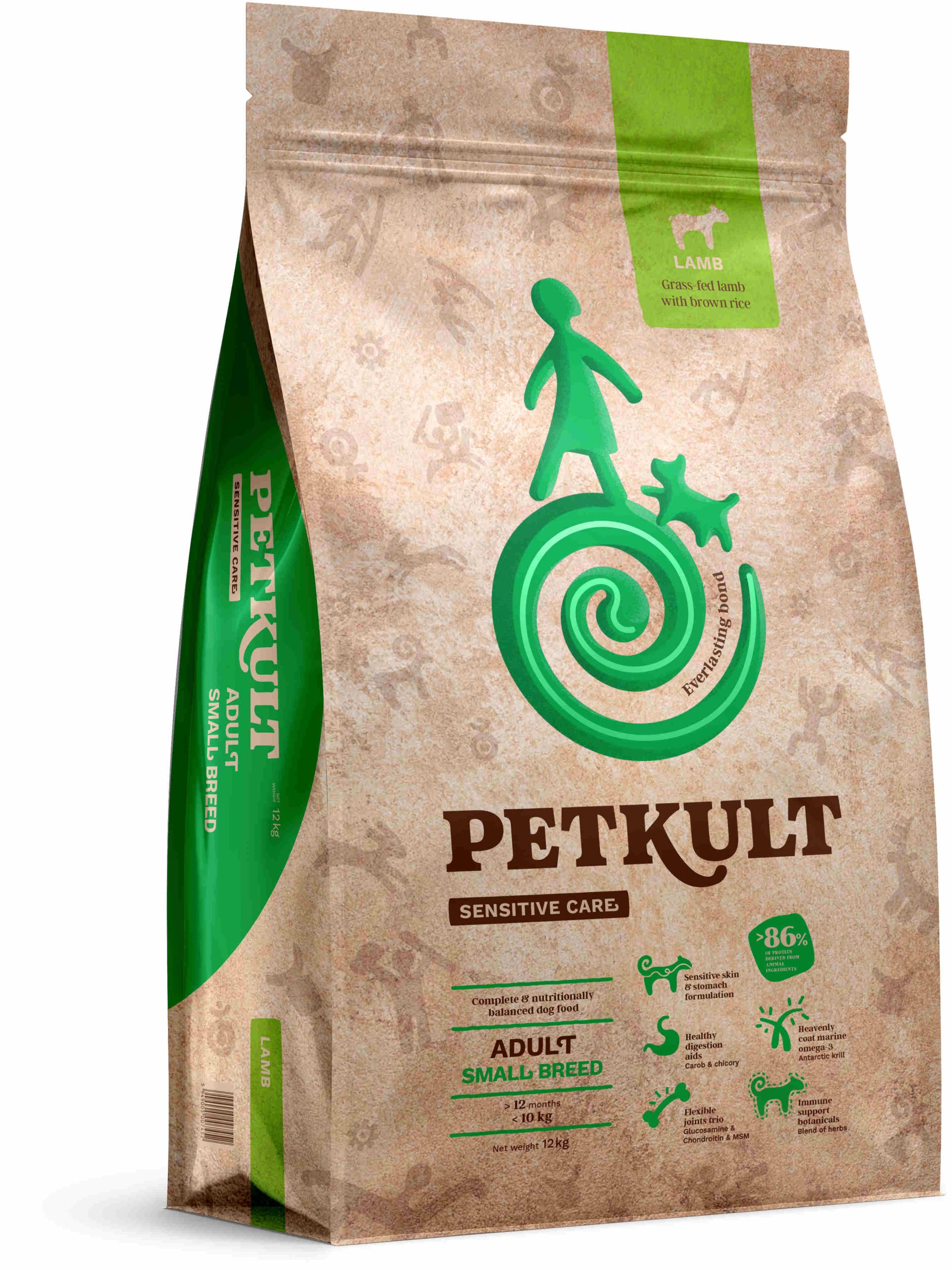 PETKULT Sensitive Adult small, talie mică, Miel şi orez