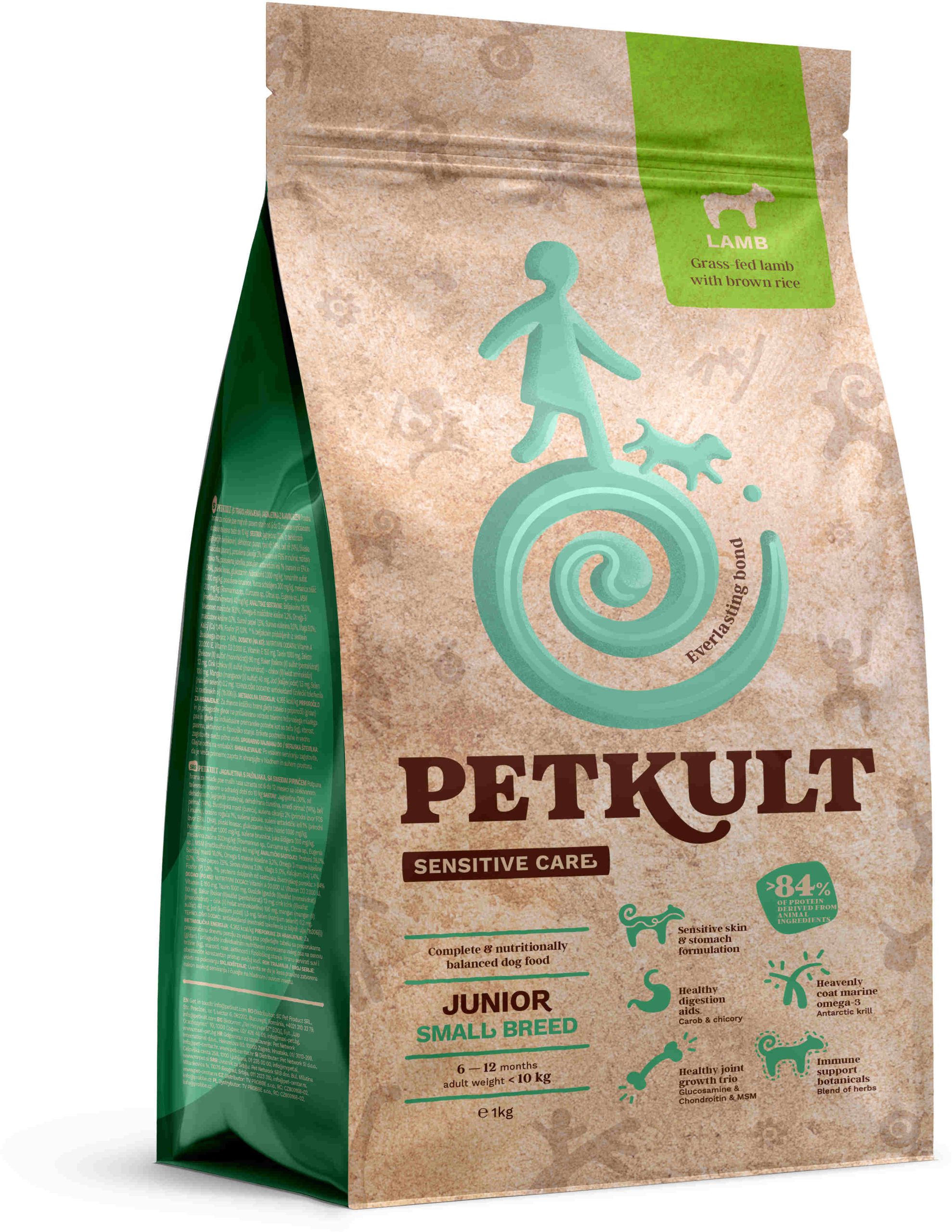 PETKULT Sensitive JUNIOR small, talie mică, Miel şi orez