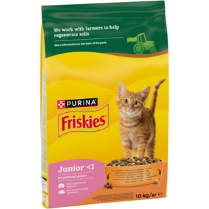 FRISKIES Hrană uscată JUNIOR Complete, cu Pui, Morcov şi bulete cu Lapte