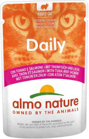 ALMO NATURE DAILY Plic pentru pisici, cu ton şi somon 70g
