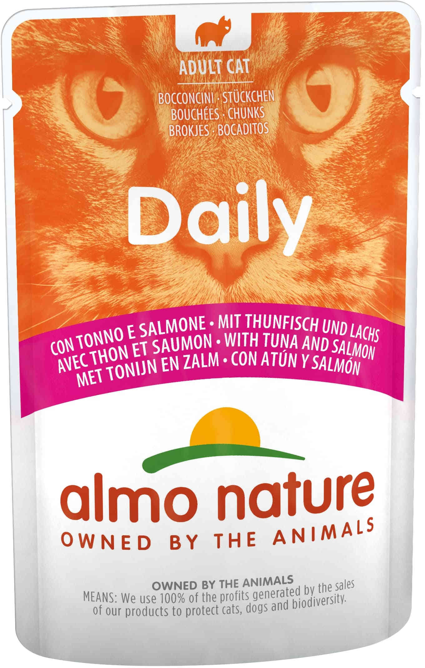 ALMO NATURE DAILY Plic pentru pisici, cu ton şi somon 70g