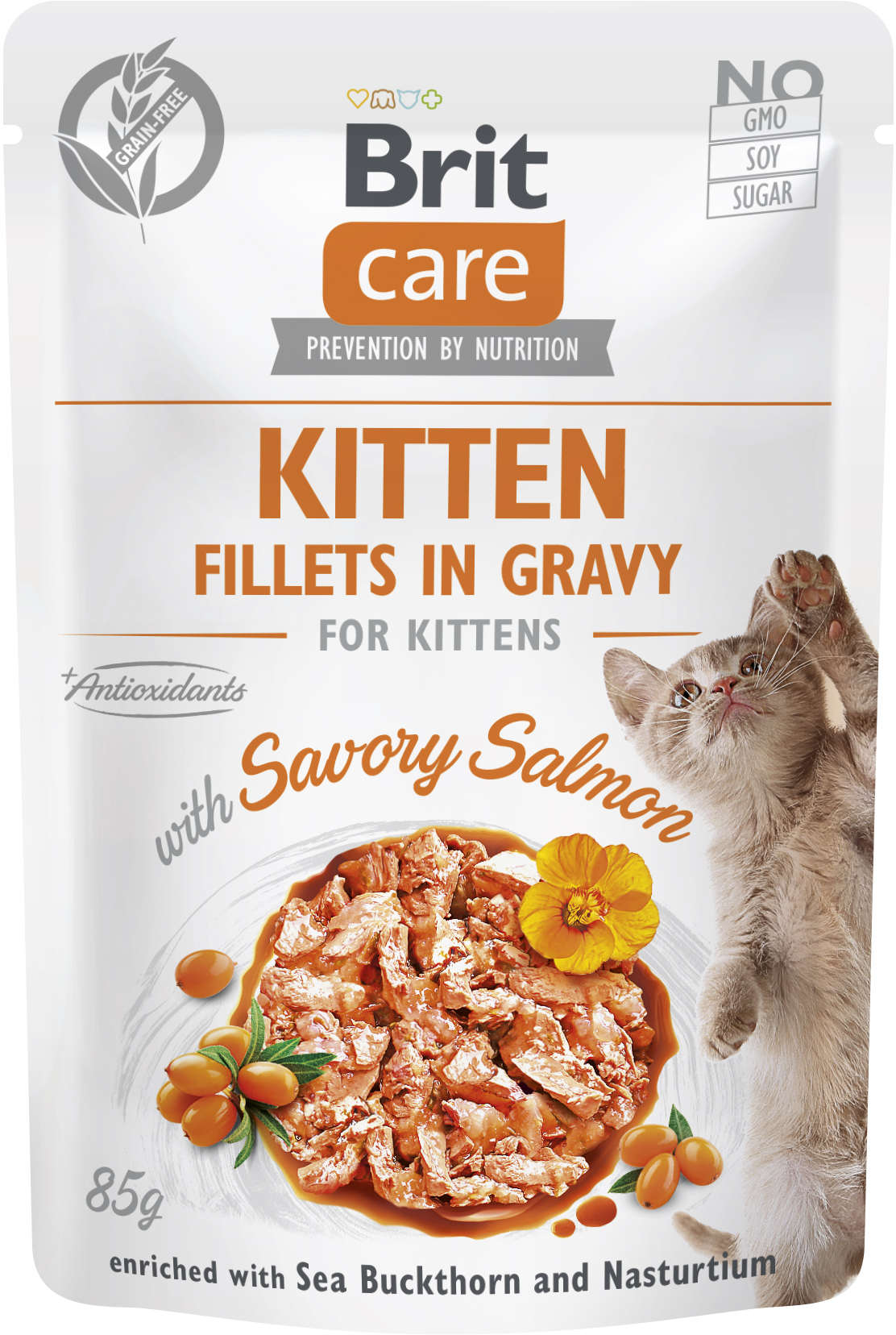 BRIT CARE Plic pentru KITTEN, File de somon în sos 85g