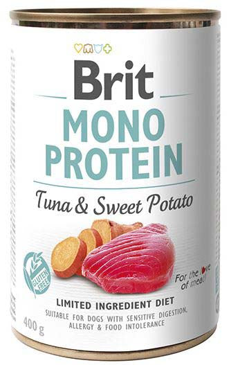 BRIT Conservă monoproteică pentru câini, cu Ton şi Cartofi dulci 400g