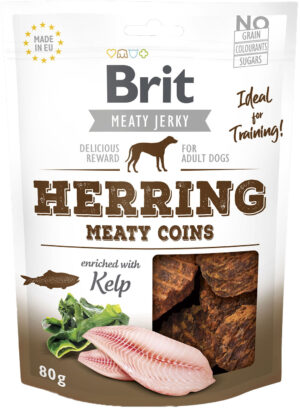 BRIT Jerky Recompensă pentru câini, bucăţele cu Hering 80g