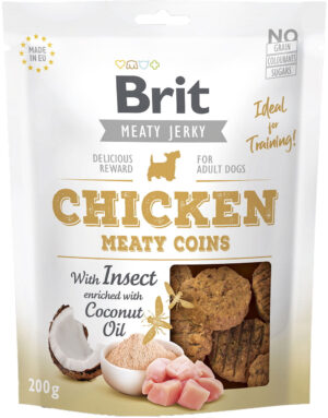 BRIT Jerky Recompensă pentru câini, bucăţele cu Pui şi Insecte