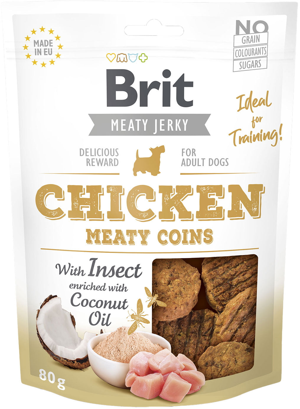 BRIT Jerky Recompensă pentru câini, bucăţele cu Pui şi Insecte