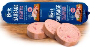 BRIT PREMIUM Salam pentru câini, cu Pui şi Peşte Alb 800g