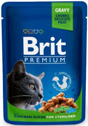 BRIT PREMIUM Sterilised plic pentru pisici sterilizate, bucăţi Pui în sos 100g