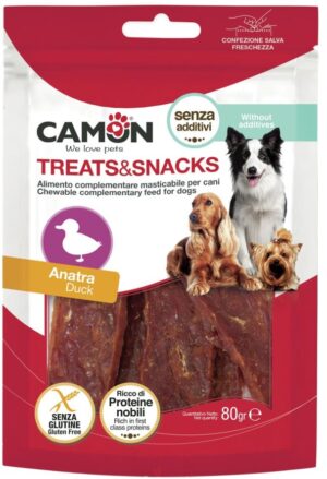 CAMON Recompense câini Fâşii de carne de Raţă, pentru câini peste 4 luni, 80g