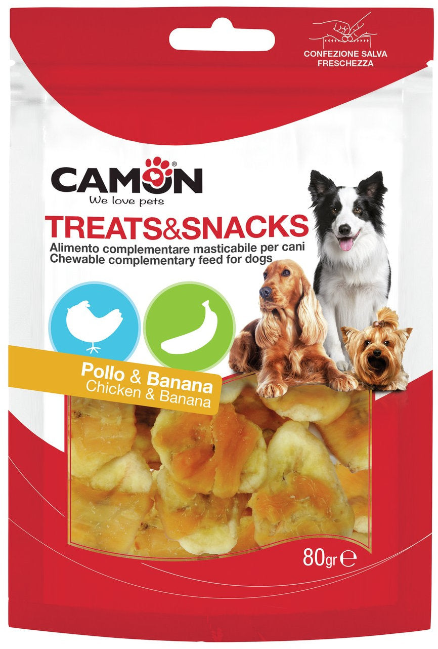 CAMON Recompense câini Pui cu felii de Banană, pentru câini peste 4 luni, 80g