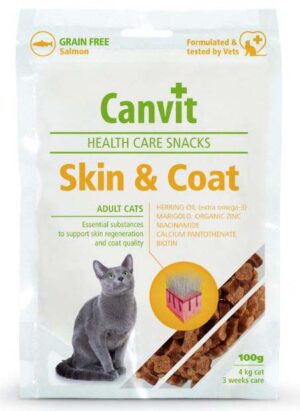 CANVIT Skin & Coat Delicatesă pentru pisici, fără cereale, cu Somon 100g