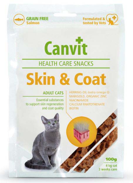 CANVIT Skin & Coat Delicatesă pentru pisici, fără cereale, cu Somon 100g