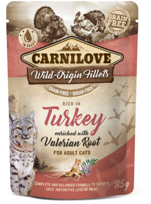 CARNILOVE Plic pentru pisici, cu Curcan şi valeriană 85g
