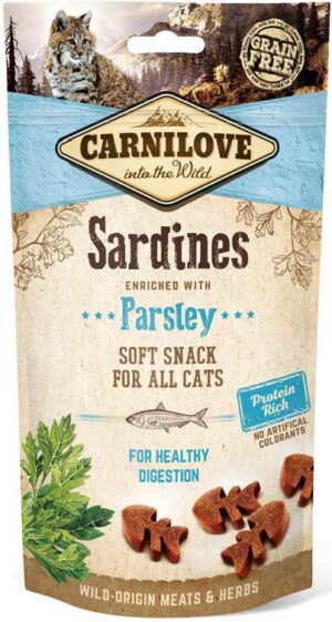 CARNILOVE Semi Moist Recompense pentru pisici, cu Sardine şi Pătrunjel 50g