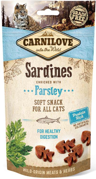 CARNILOVE Semi Moist Recompense pentru pisici, cu Sardine şi Pătrunjel 50g