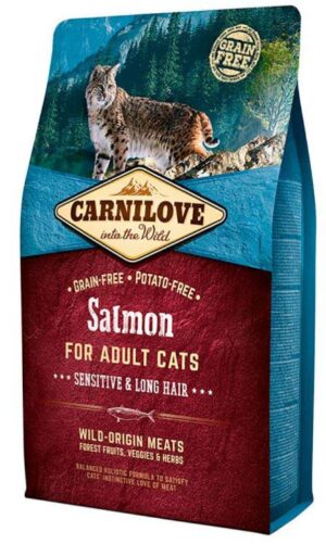 CARNILOVE Sensitive & Long Hair Somon, fără cereale