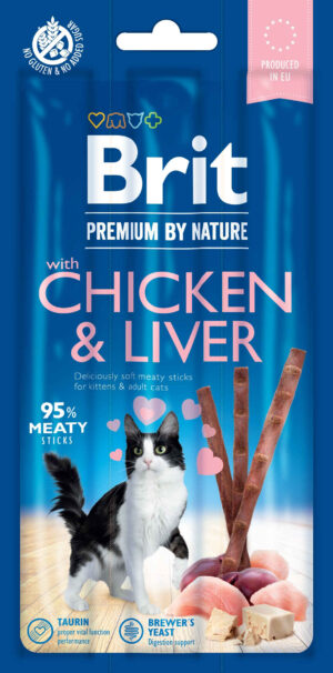 BRIT Premium by Nature Sticks, recompense pentru pisici, Pui/Ficat 3buc, 15g