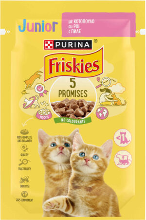 FRISKIES Plic hrană umedă pentru pisici JUNIOR, cu Pui în Sos 85g