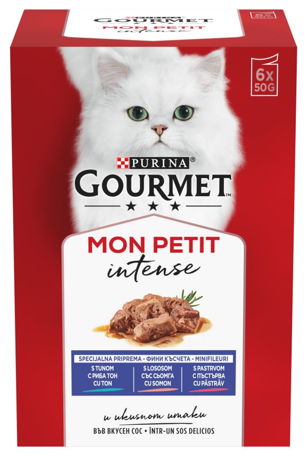 GOURMET Mon Petit Pachet plicuri pentru pisici Păstrăv, Somon şi Ton 6x50g