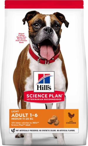 HILL's Canine Adult Talie Medie LIGHTcu Pui