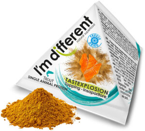 I'M DIFFERENT Tastexplosion Topping hrană pentru câini şi pisici, cu Păstrăv 8g