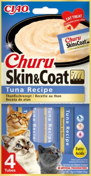 INABA CHURU Recompensă pt. pisici, Baton cu Ton, Pachet cu 4 bucăţi x 15g