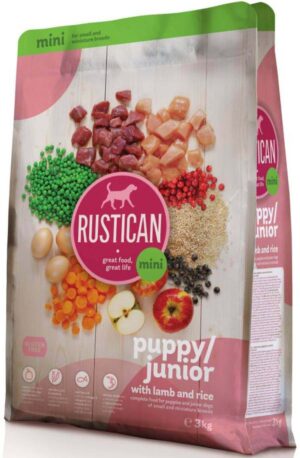 RUSTICAN Mini PUPPY/JUNIOR cu miel şi orez, fără gluten