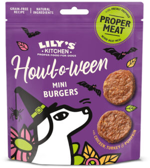 LILY'S KITCHEN Mini Burgers Recompensă pentru câini, ediţie Halloween 70g