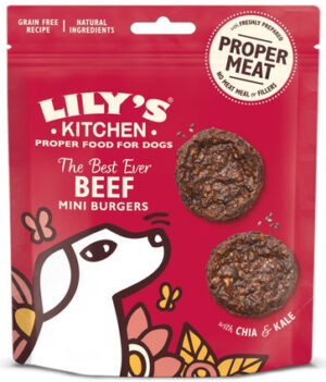 LILY'S KITCHEN Mini Burgers Recompensă pentru câini The Best Ever, cu Vită 70g