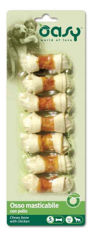 OASY Delicatese pentru câini Os de mestecat cu Pui, mărime S, 7 bucăţi 85g
