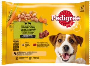 PEDIGREE Pachet plicuri pentru câini Adulţi, cu Pui, Vită şi Legume 4x100g
