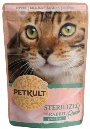PETKULT Plic pentru pisici sterilizate, cu Iepure 100g