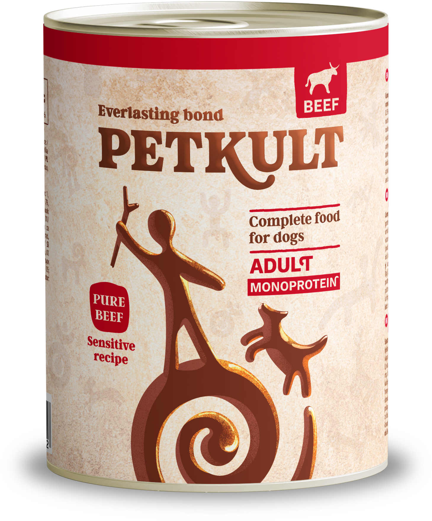 PETKULT Sensitive Conservă pentru câini, cu Vită şi Orez brun 800g