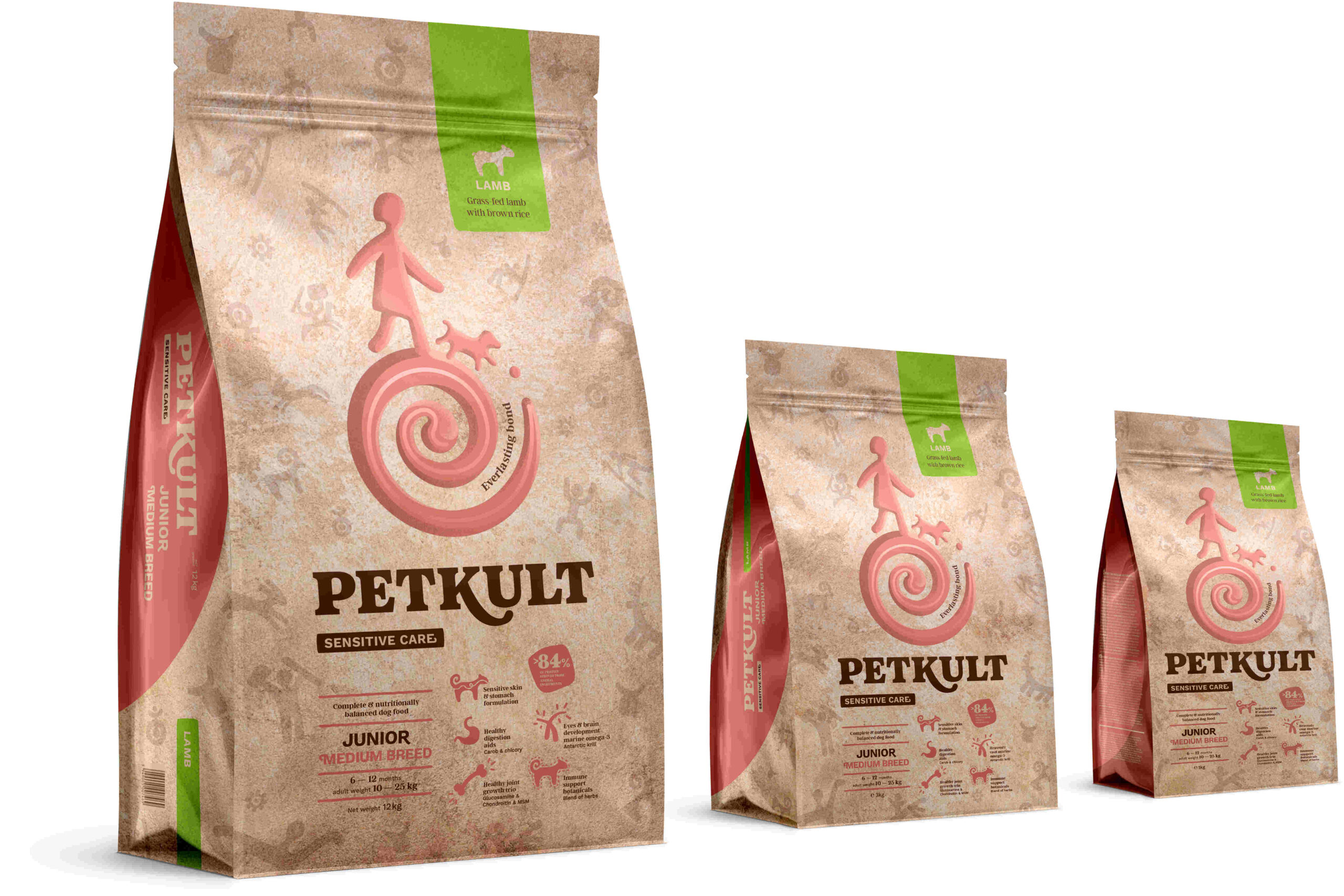 PETKULT Sensitive JUNIOR medium, talie medie, Miel şi orez
