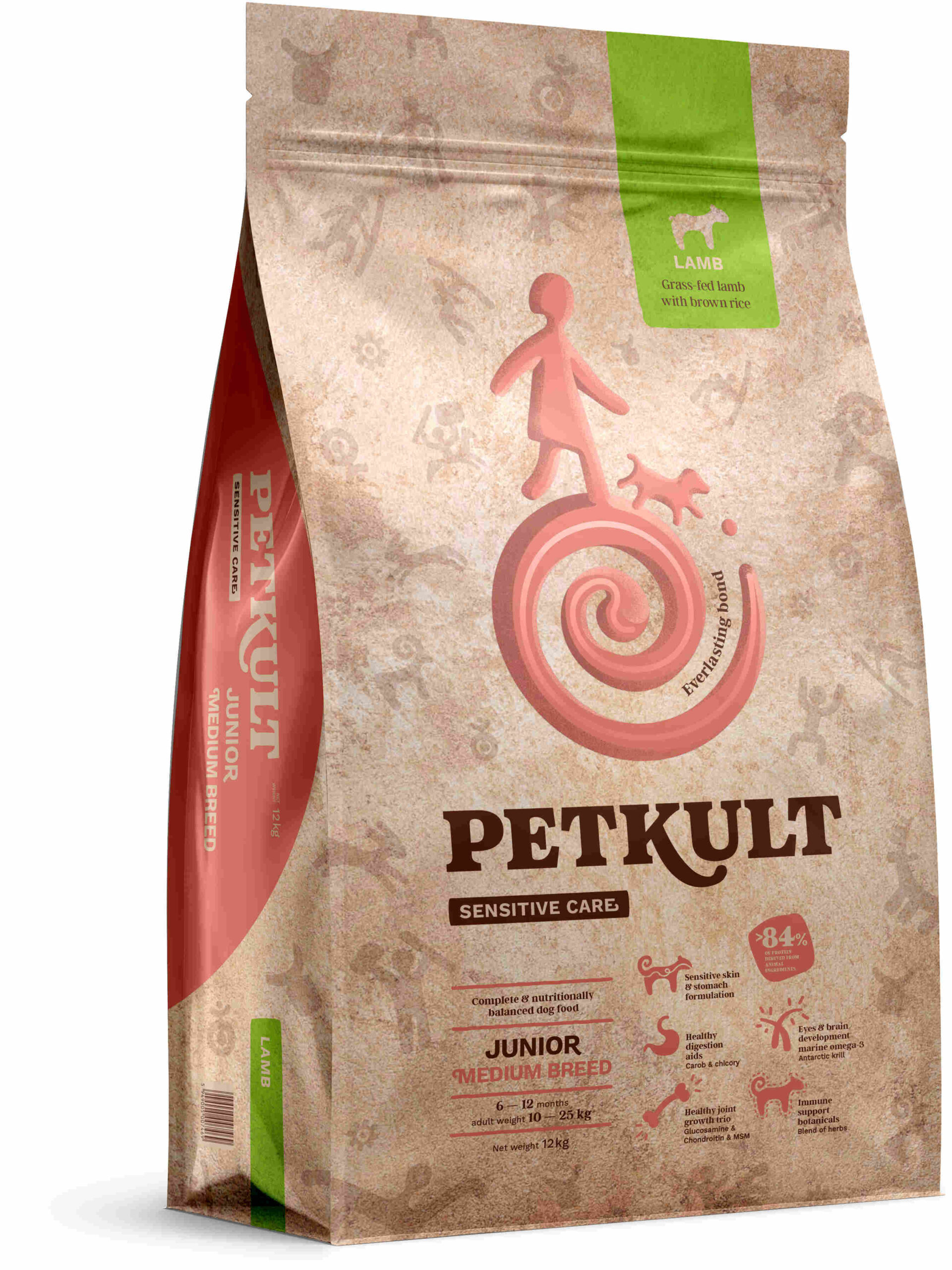 PETKULT Sensitive JUNIOR medium, talie medie, Miel şi orez