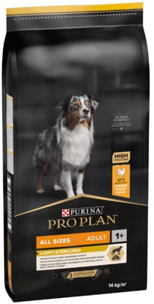 PRO PLAN Hrană uscată LIGHT pt câini Adulţi All Breed, cu Pui