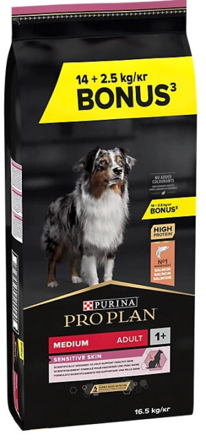 PRO PLAN Hrană uscată SENSITIVE pt câini Adult Medium Breed, cu Somon
