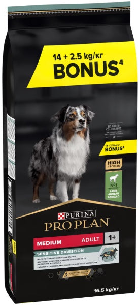 PRO PLAN Hrană uscată SENSITIVE DIGESTION câini Adult Medium Breed, cu Miel