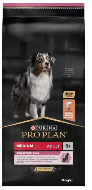 PRO PLAN Hrană uscată SENSITIVE pt câini Adult Medium Breed, cu Somon